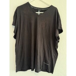 Tahari Mens 4X Black V-Neck Short Sleeve T-Shirt 100% Cotton Logo Tee